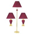 Cling Burgundy Ceramic & Brass Table Plus Floor Lamp, Set Of 3 CL2629638